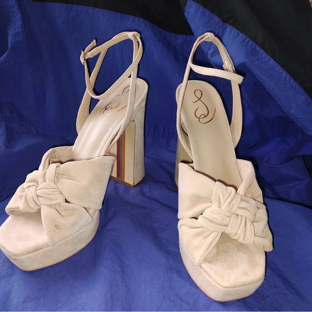 Sam Edelman Kristen Cappuccino Vegan Suede Nubuck Strappy Platform sandals 10